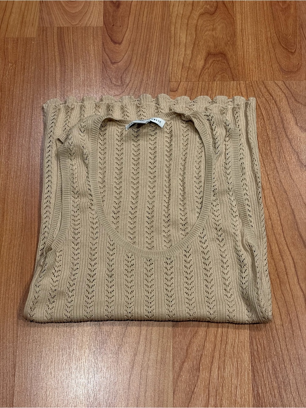 Vintage tan knit scoop neck tank top
